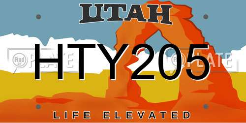 HTY205 Utah License Plate