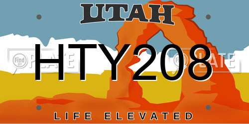 HTY208 Utah License Plate