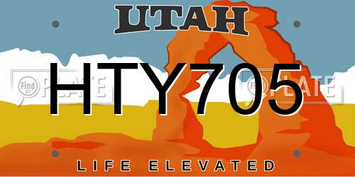 HTY705 Utah License Plate