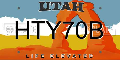 HTY70B Utah License Plate