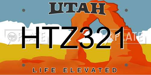 HTZ321 Utah License Plate