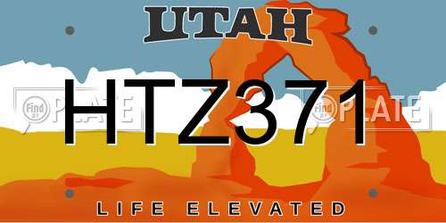 HTZ371 Utah License Plate
