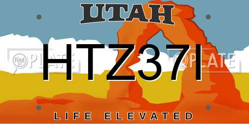 HTZ37I Utah License Plate