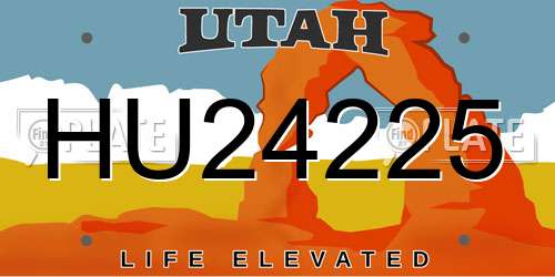 HU24225 Utah License Plate