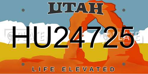 HU24725 Utah License Plate