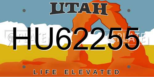 HU62255 Utah License Plate