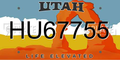 HU67755 Utah License Plate