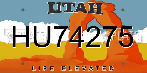 HU74275 Utah License Plate