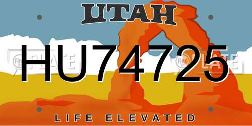 HU74725 Utah License Plate
