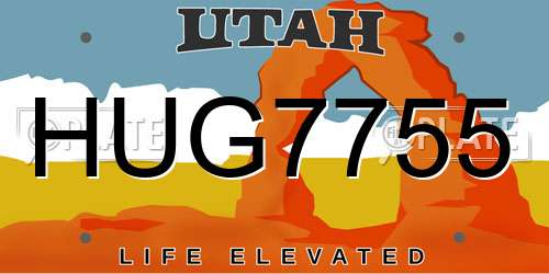 HUG7755 Utah License Plate