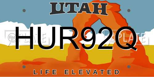 HUR92Q Utah License Plate