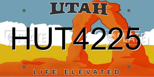 HUT4225 Utah License Plate