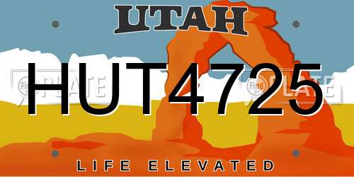 HUT4725 Utah License Plate