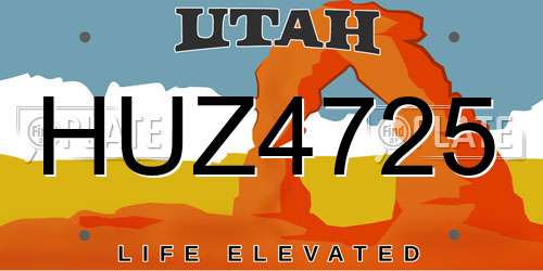 HUZ4725 Utah License Plate