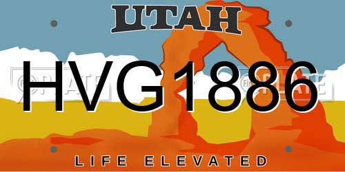 HVG1886 Utah License Plate