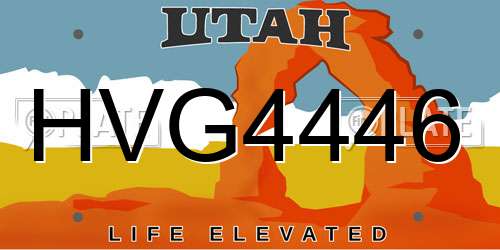 HVG4446 Utah License Plate
