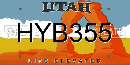 HYB355 Utah License Plate
