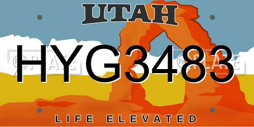 HYG3483 Utah License Plate