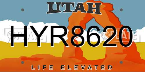 HYR8620 Utah License Plate