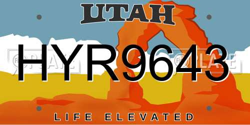 HYR9643 Utah License Plate
