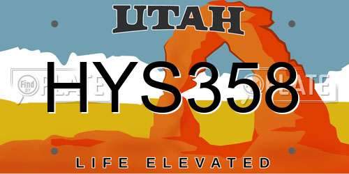 HYS358 Utah License Plate