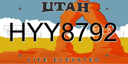 HYY8792 Utah License Plate