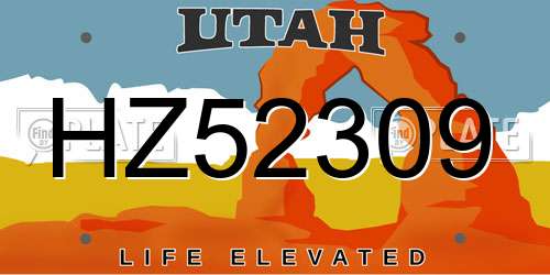 HZ52309 Utah License Plate