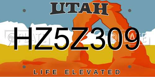 HZ5Z309 Utah License Plate