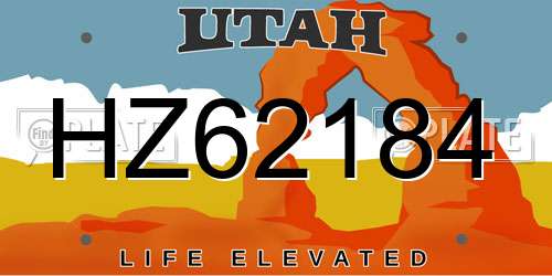HZ62184 Utah License Plate