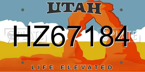 HZ67184 Utah License Plate