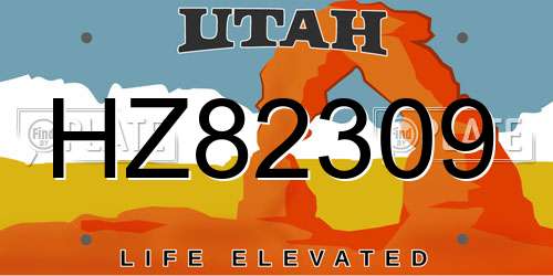 HZ82309 Utah License Plate