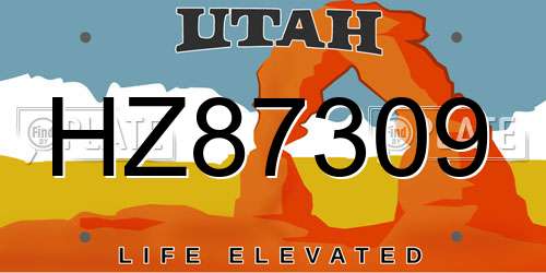 HZ87309 Utah License Plate