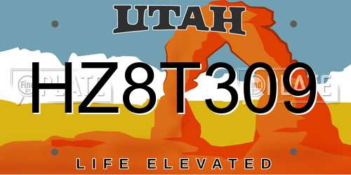 HZ8T309 Utah License Plate