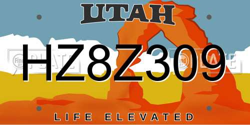 HZ8Z309 Utah License Plate