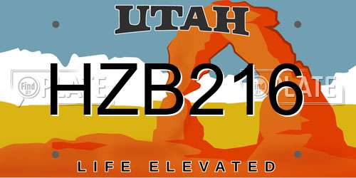 HZB216 Utah License Plate