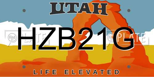 HZB21G Utah License Plate