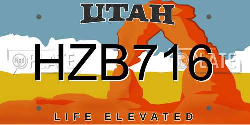 HZB716 Utah License Plate
