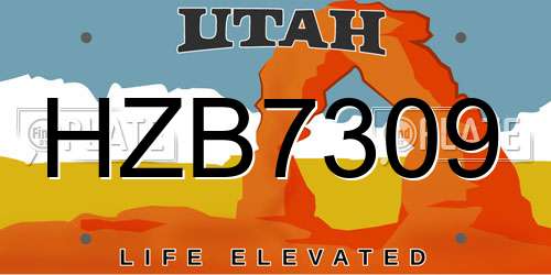 HZB7309 Utah License Plate