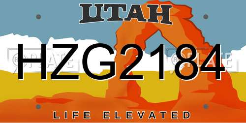 HZG2184 Utah License Plate