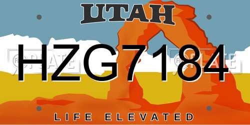 HZG7184 Utah License Plate