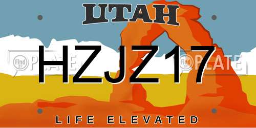 HZJZ17 Utah License Plate
