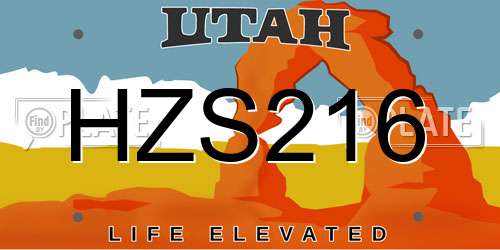 HZS216 Utah License Plate