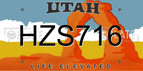 HZS716 Utah License Plate