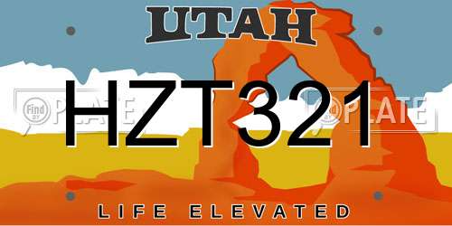 HZT321 Utah License Plate