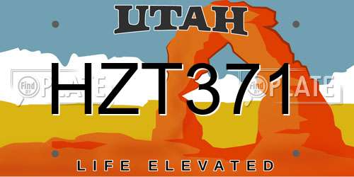 HZT371 Utah License Plate
