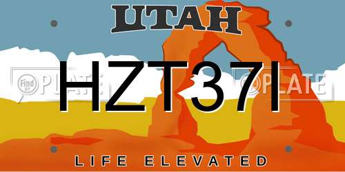 HZT37I Utah License Plate