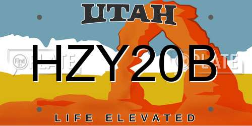 HZY20B Utah License Plate