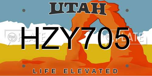 HZY705 Utah License Plate