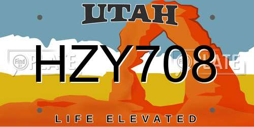 HZY708 Utah License Plate