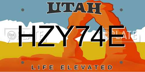 HZY74E Utah License Plate